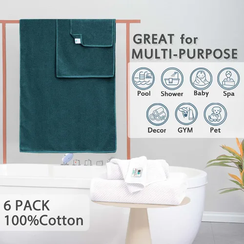 Miniatura 86 de VOOVA & MOVAS Toallas de mano blancas - 100% algodón Ligeras Gruesas Secado rápido Suaves Absorbentes, paquete de 4 piezas grandes de 18