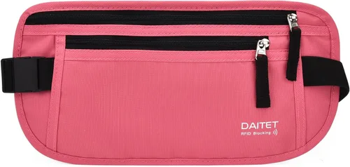 Miniatura 64 de DAITET Cinturón de dinero, soporte para pasaporte, cartera de viaje oculta segura con bloqueo RFID, riñonera encubierta (negro), Negro, Rfid