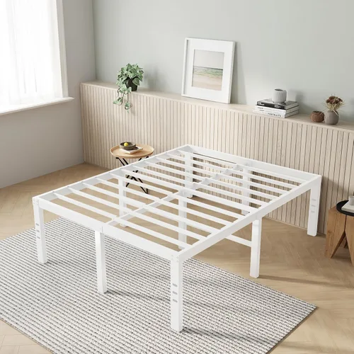 Miniatura 15 de Novilla Base de cama tamaño Queen, base de cama con plataforma de metal de 14 pulgadas tamaño Queen con espacio de almacenamiento debajo de la cama