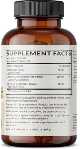 Miniatura 2 de Futurebiotics Cúrcuma + curcumina, antioxidante, apoyo articular y digestión con BioPerine para una mayor ingesta de nutrientes, sin OMG, 90