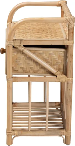 Miniatura 6 de bali & pari Kobie - Mesita de noche moderna de ratán natural bohemio con 1 cajón