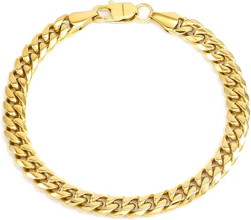 CaptainSteeL Pulsera cubana para hombres y mujeres, pulsera de acero inoxidable de 77.589 pulgadas, chapado en oroacero inoxidable, regalo de