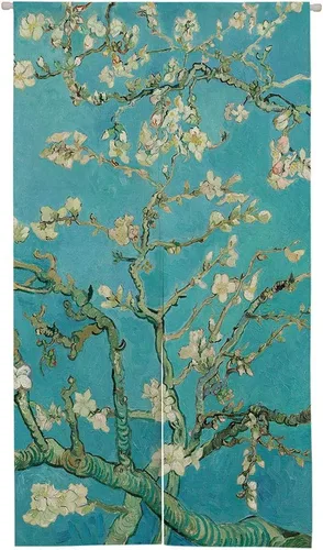 Ofat Home Cortina Japonesa Noren para Entrada Tapiz, Artística La Obra Maestra Flor de Albaricoque Almendra Cocina Dormitorio Baño Divisor de Puerta