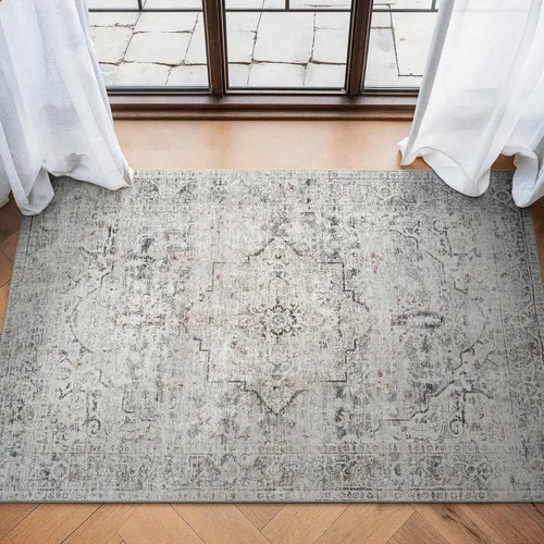 Miniatura 40 de Bloom Rugs Caria Alfombra Lavable Antideslizante de 7 pies - Azul/Carbón Alfombra Tradicional para Entrada, Pasillo, Baño y Cocina - Tamaño Exacto