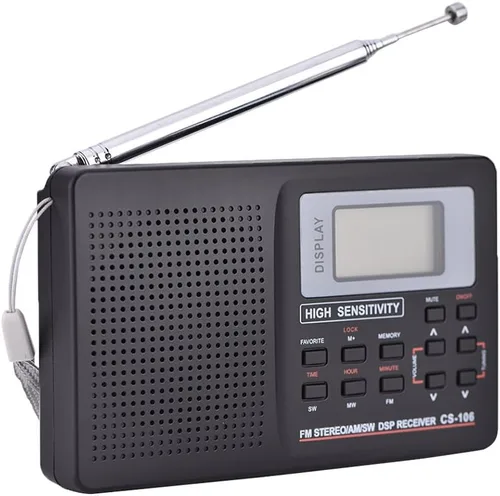 Miniatura 9 de Radio estéreo digital portátil AM/FM, sonido SW/LW/TV, sintonización digital, receptor de banda completa con reloj despertador, radio pequeña