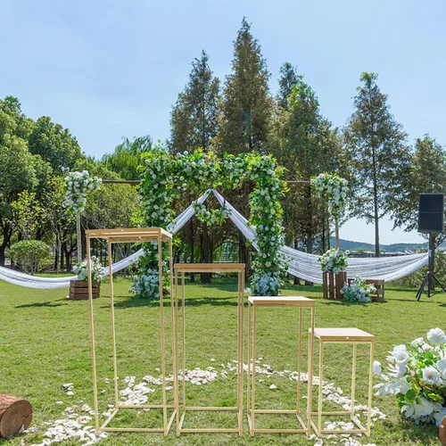 Miniatura 7 de Soporte de metal para flores de boda, jarrón de suelo, columna de soporte geométrico, centros de mesa para arreglos florales de mesa, decoración