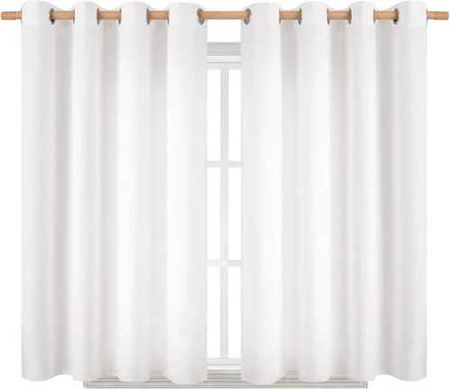 Miniatura 105 de BGment Cortinas de Lino Beige de 63 Pulgadas de Largo 2 Paneles - Tratamientos para Ventanas con Textura de Arpillera Filtrantes de Luz Cortinas