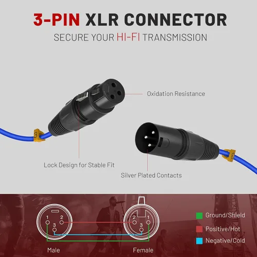 Miniatura 9 de Phenyx Pro Sistema de micrófono inalámbrico UHF PTU-5200-4H Bundle con cable de serpiente XLR de 3 pies