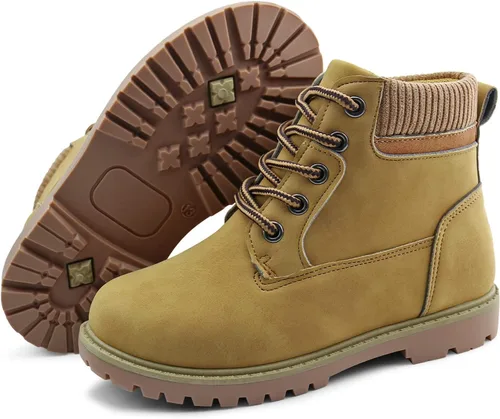 Miniatura 6 de JABASIC Botas de tobillo para niños y niñas, con cordones, cómodas botas de trabajo al aire libre