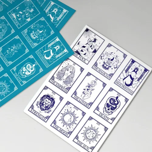 Miniatura 6 de OLYCRAFT Serigrafía con Patrón de Tarot de 4 x 5 pulgadas para Arcilla Polimérica, Serigrafía de Hechicera, Plantillas de Serigrafía, Plantillas