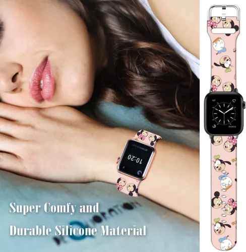 Miniatura 4 de Compatible con Apple Watch Band MiQi Mouse Donald Duck 1.929 in/1.811 in/1.772 in/1.732 in/1.654 in (Serie 3 2 1), correa mágica de silicona suave