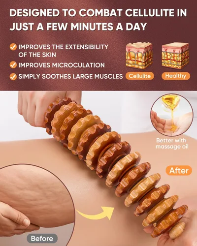 Miniatura 3 de ONUEMP Herramientas de masaje de terapia de madera, masajeador de muslos y barra de rodillo muscular, kit de Maderoterapia Colombiana para drenaje