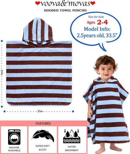 Miniatura 3 de Toallas con capucha para niños pequeños, de gran tamaño (2-4 años, 21 x 21 pulgadas), hechas de 100% algodón suave, toalla absorbente con capucha