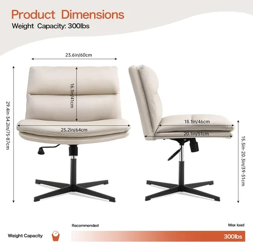 Miniatura 3 de EMIAH Silla de escritorio de oficina sin ruedas, acolchada en PU, con respaldo medio ergonómico para el hogar, silla de computadora cómoda