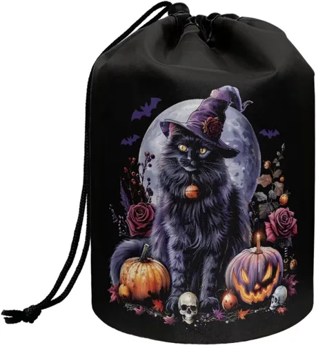 Miniatura 33 de Poceacles Bolsa de maquillaje con cordón, estuche portátil para cosméticos, bolsa de aseo de viaje, organizador de barril, bolsa de almacenamiento