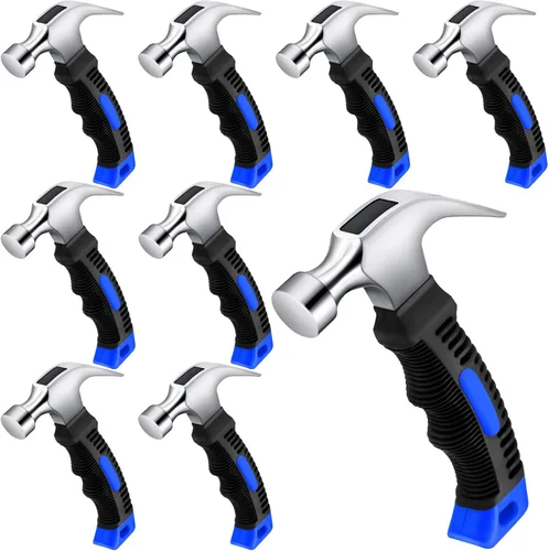 8 martillos pequeños de 12 onzas para niños, mujeres y hombres, martillos ligeros de garra derretida a granel con clavos de hardware para colgar