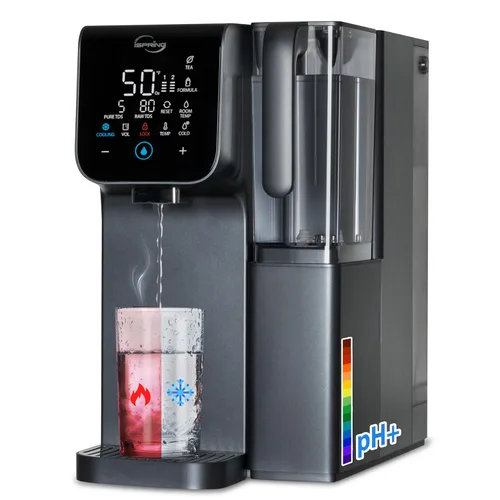 Miniatura 14 de iSpring Fabricante de agua con gas con filtro de agua de ósmosis inversa UV, caliente y fría para encimera, eliminación de PFAS y TDS, monitor TDS