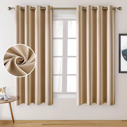 Miniatura 19 de HOMEIDEAS 2 paneles de cortina de seda sintética, cortinas opacas para dormitorio