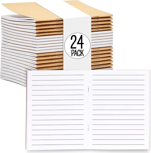 Miniatura 8 de Paquete de 24 diarios de papel kraft forrado, 48 páginas cada uno, cuadernos de papel A5 de 5.5 x 8.5 pulgadas a granel para estudiantes, escritura