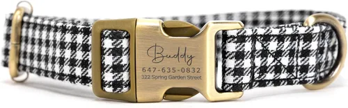 Miniatura 23 de Collar de perro personalizado con nombre y número de teléfono grabado, collar ajustable personalizado para cachorros, collar de algodón orgánico