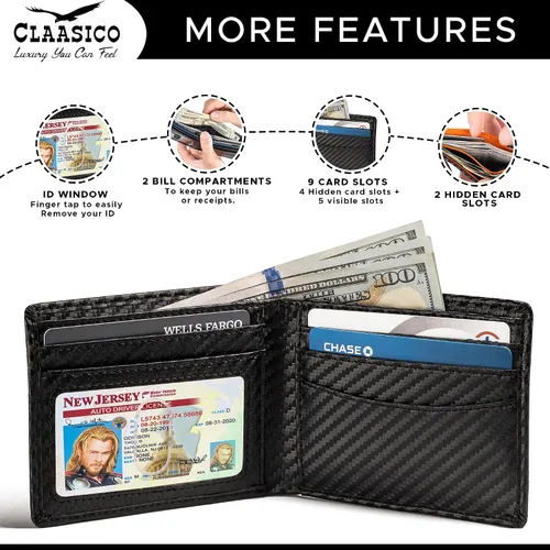Miniatura 3 de Cartera para hombre Cartera delgada de piel auténtica con RFID Regalo para hombres empaquetado en elegante caja de regalo