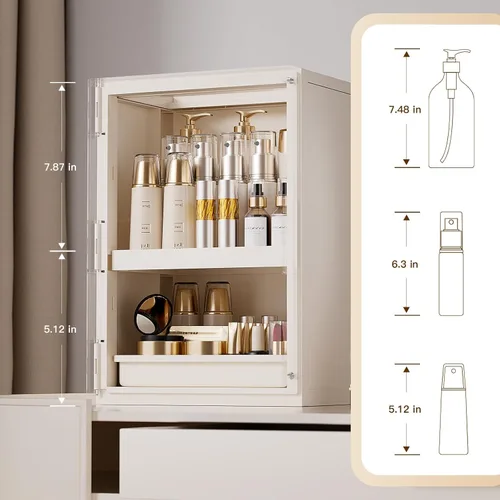 Miniatura 3 de Organizador de maquillaje con cajones, organizador de cuidado de la piel para tocador, vitrina grande de cosméticos con asa, organizadores
