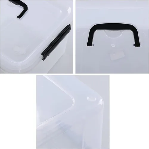 Miniatura 3 de Paquete de 4 cajas de almacenamiento de 10.5 cuartos de galón con tapa, contenedor de plástico para almacenamiento Clear BPA-free plastic, secure