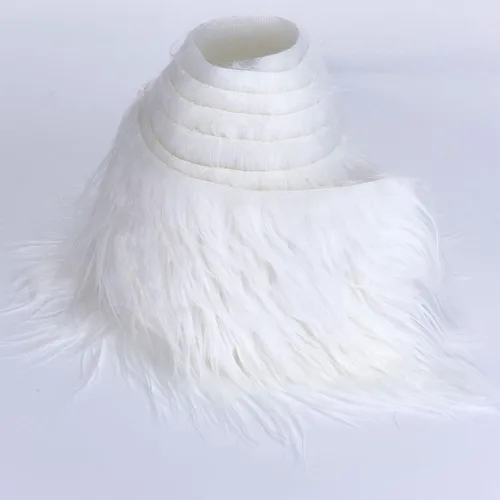 Tiras precortadas de tela de piel sintética lanuda y esponjosa, material suave para manualidades, para barba y cabello de gnomos, disfraz de Blanco