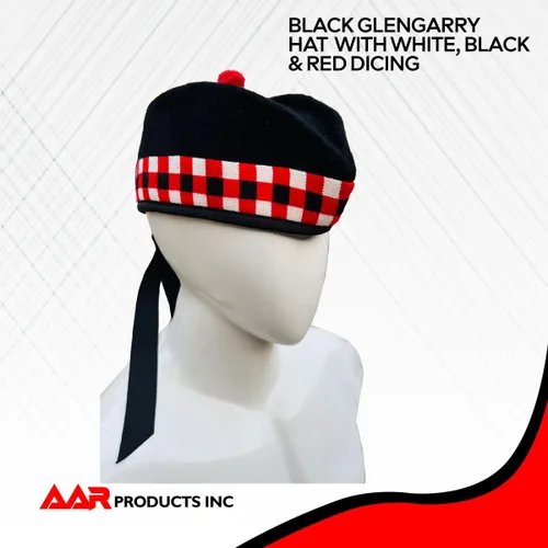 Miniatura 26 de AAR Gorros Glengarry Balmoral Kilt Scottish para hombre en dados y lisos 100% lana Piper 52-62