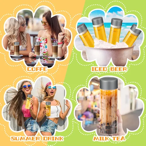 Miniatura 6 de Hoolerry 16 botellas sensoriales de plástico vacías con tapas, botellas de agua sensoriales de plástico transparente reutilizables para Gris