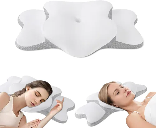 Miniatura 11 de Almohada Ergo para aliviar la apnea del sueño, el dolor de cuello y los ronquidos Almohada cervical para aliviar el dolor de cuello Espuma Gris