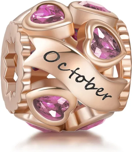 Miniatura 13 de Abalorio de plata de ley 925 con piedra natal de Ningan, abalorio de corazón para pulseras y collares, regalo de cumpleaños para mujeres y niñas