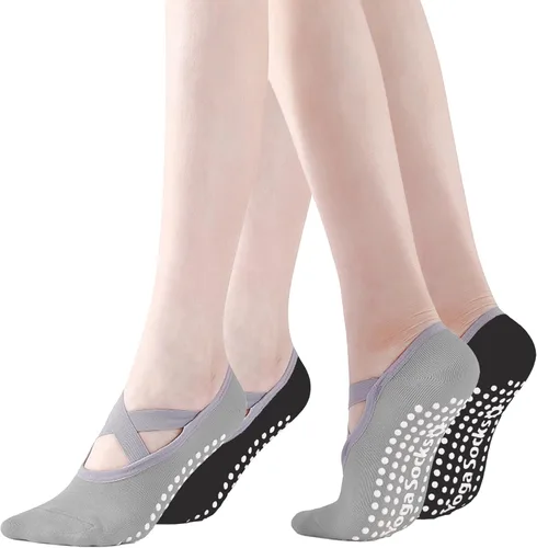 Miniatura 25 de Calcetines de yoga con agarre antideslizante para mujer, talla única, para fitness, deporte, danza de calcetines