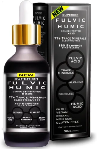 Gotas de mezcla de minerales húmicos fúlvicos, más de 77 oligogramos y electrolitos, suplemento de ácido fúlvico con ácido húmico para la salud