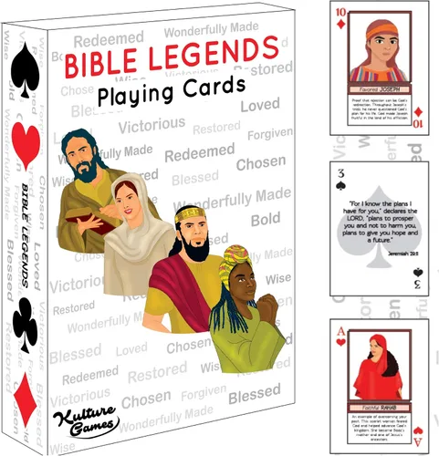 Kulture Games Playing Cards: Bible Legends - Diversos personajes de la Biblia, historias y versículos bíblicos alentadores - Juego de cartas de