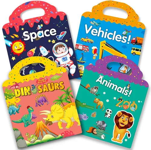 Miniatura 14 de Libro de calcomanías reutilizables para niños, calcomanías de animales, juguetes educativos de aprendizaje, calcomanías de viaje, libros