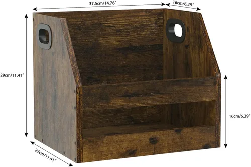 Miniatura 3 de YMYNY Soporte para almacenamiento de discos, caja de vinilo con asa, estante de libros, organizador de escritorio trapezoidal LP para carpetas