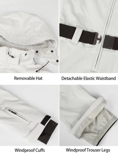 Miniatura 58 de GSOU SNOW Traje de esquí para mujer, traje de nieve delgado de una pieza, chaqueta de nieve, impermeable, resistente al viento, deportes al aire