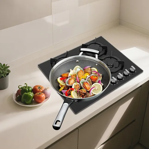 Miniatura 3 de Cocina de gas de 4 quemadores con superficie de vidrio templado para cocina, apartamento o uso comercial, convertible a NG/LPG, 23.23 x 20.08