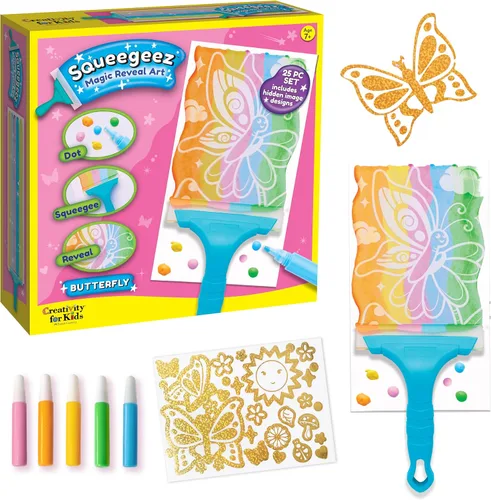 Creativity for Kids Kit de Manualidades Squeegeez Magic Reveal: Mariposa - Actividad de Pintura Artística para Niños, Regalos para Niñas y Niños