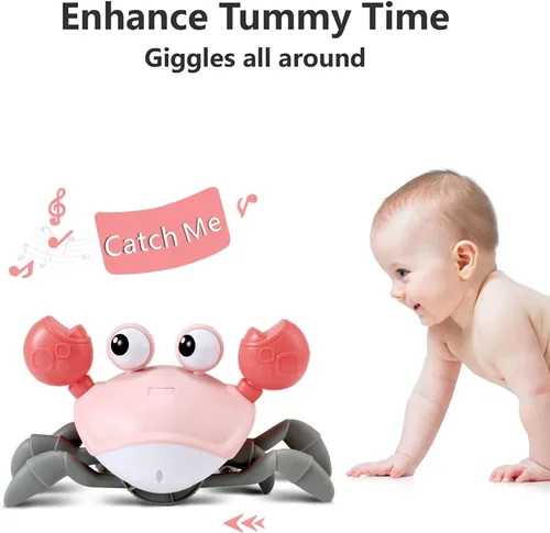 Miniatura 5 de control future Juguetes para bebés niñas para tiempo boca abajo: Cangrejo que gatea rosa bebés Montessori juguete de aprendizaje 36 meses 3 años