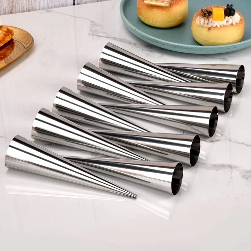 Miniatura 3 de Molde de cuerno de crema, cono de helado de acero inoxidable y molde de pastelería reutilizable en forma tubular para hornear, herramienta