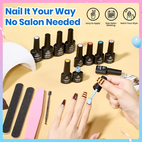 Miniatura 43 de Beetles - Kit de esmalte de uñas de gel con luz UV – 80 piezas de encantamiento de color, kit de uñas de gel de 55 colores con capa base de todo