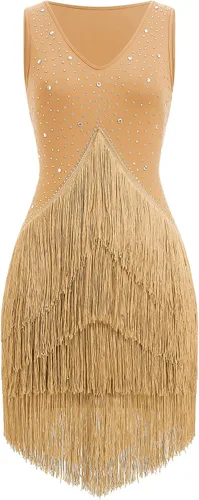 Miniatura 11 de Vestido de baile latino con flecos de borlas de diamantes de imitación para mujeres, trajes de baile de salón de competición, vestidos de tango