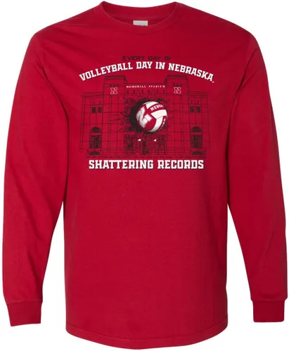 Miniatura 30 de CornBorn Elige tu diseño - Camisetas de manga larga de voleibol de Nebraska Voleibol Script Huskers - Blanco