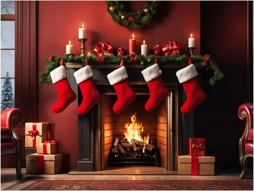 Miniatura 8 de VitalCozy Telón de fondo de chimenea de Navidad, árbol de Navidad, calcetín navideño, decoración de fondo de poliéster para accesorios de estudio