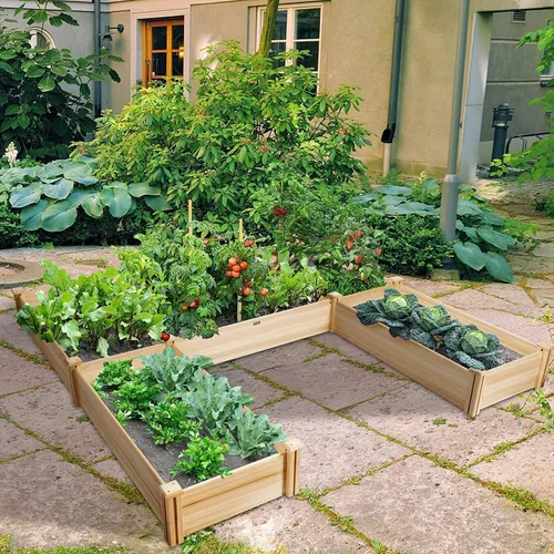 Miniatura 8 de GRAFFY - Camas de jardín elevadas de madera en forma de U al aire libre, caja de maceta elevada de madera, contenedor de jardín para flores