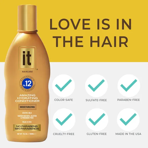Miniatura 5 de IT Essentials No. 12 Amazing Hydrating Conditioner Professional: todo tipo de cabello infundido con aceite de abisinio y aceite de girasol