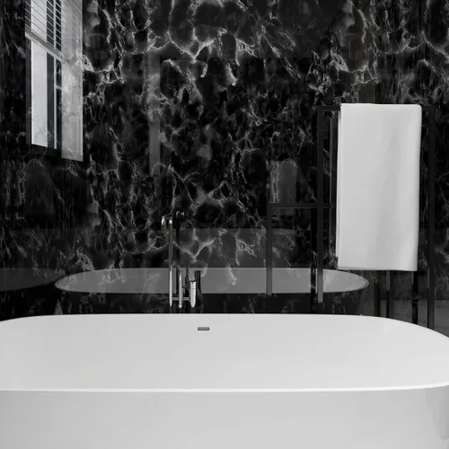 Miniatura 7 de Papel adhesivo de mármol negro, brillante, para despegar y pegar, para encimera, muebles, impermeable, extraíble, papel de pared extraíble, cocina