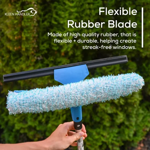 Miniatura 6 de Kleen Handler Paquete de 3 limpiacristales profesionales de 14 pulgadas, herramienta de limpieza de ventanas 2 en 1, combo de limpiador de ventanas